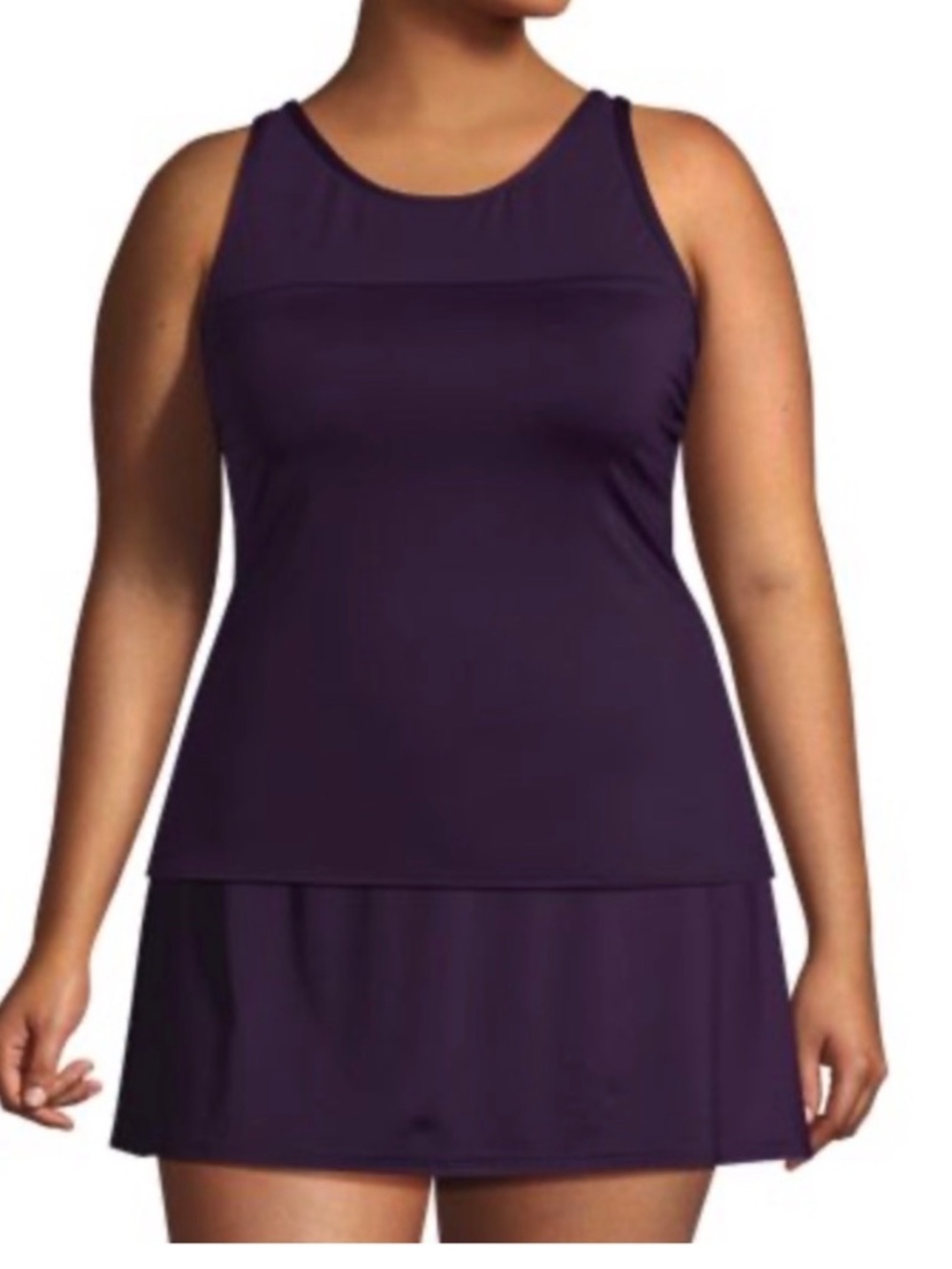 Lands End Tankini Blackberry 16W Mesh Shoulders
